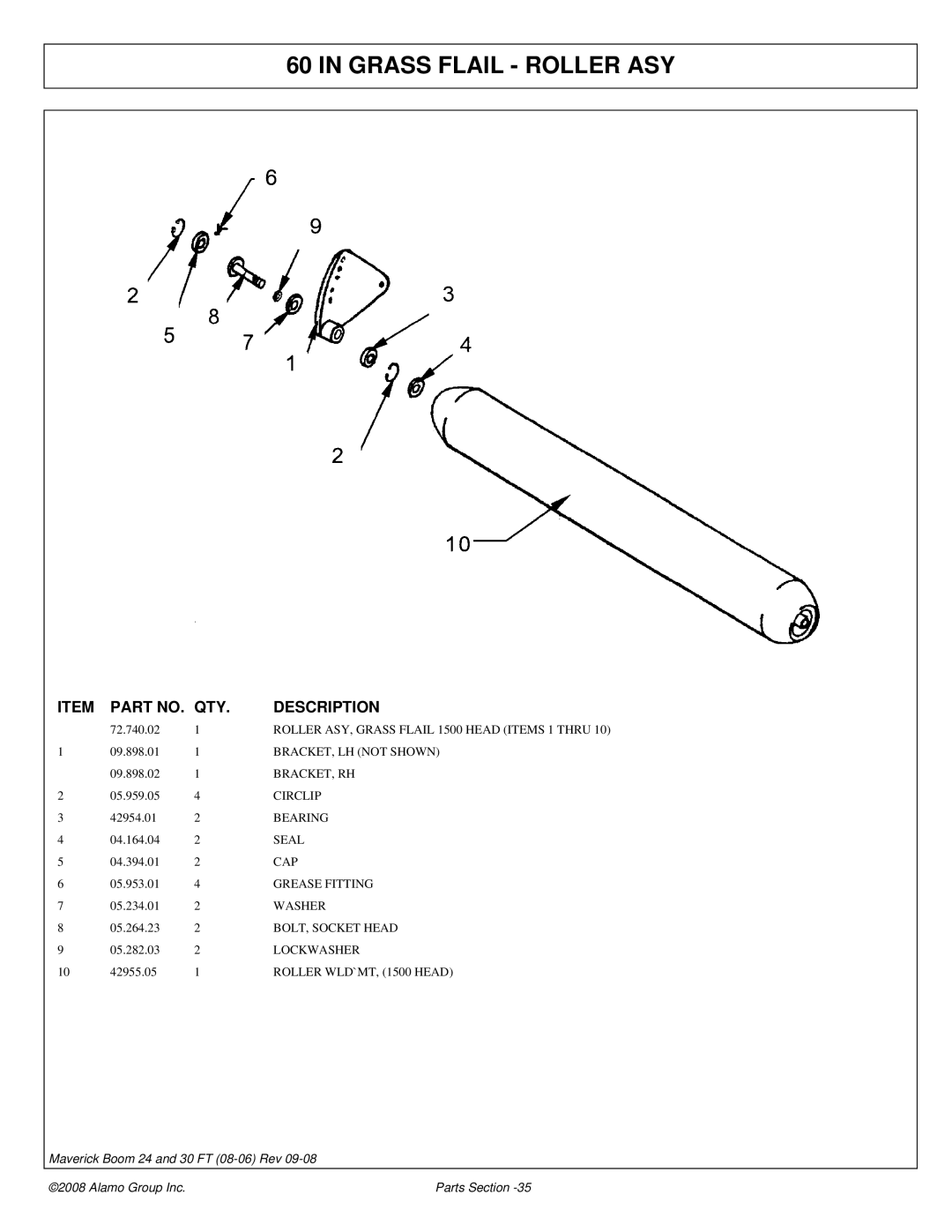 Alamo Boom Arm Mower manual Grass Flail Roller ASY 