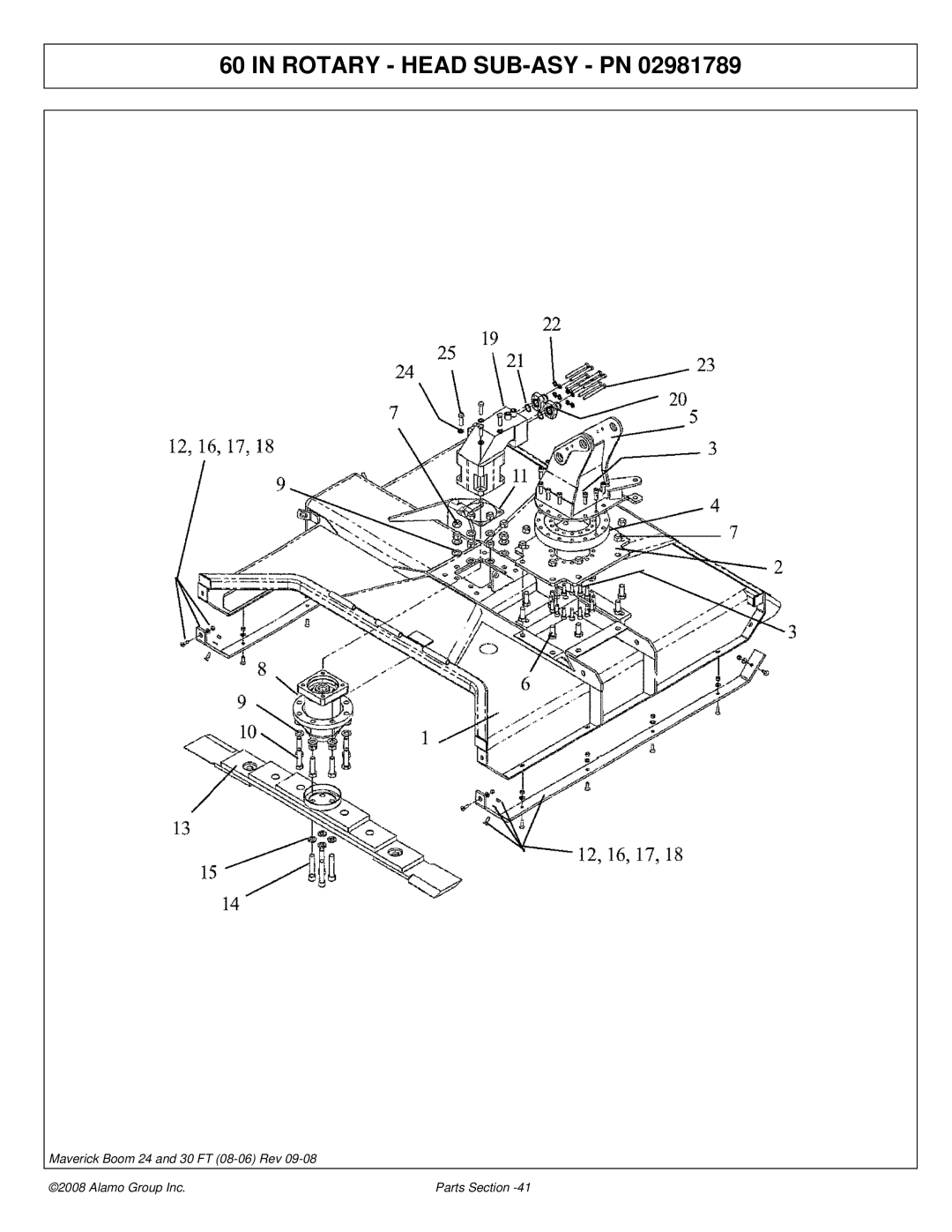 Alamo Boom Arm Mower manual Rotary Head SUB-ASY PN 