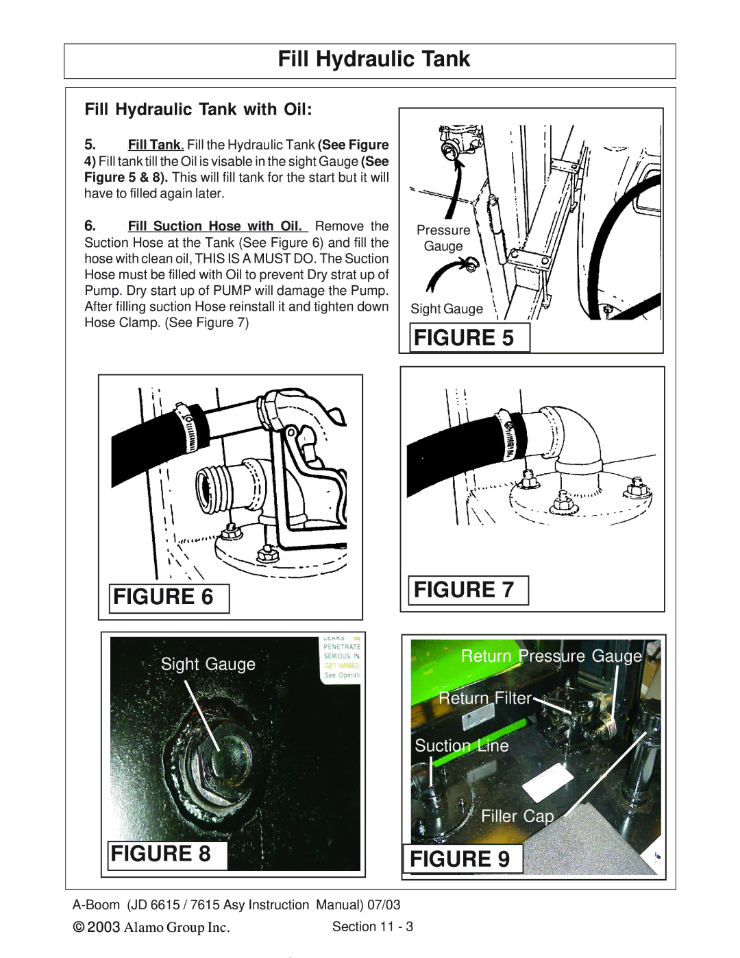 Alamo DSEB-D16/SAS instruction manual Fill Hydraulic Tank 