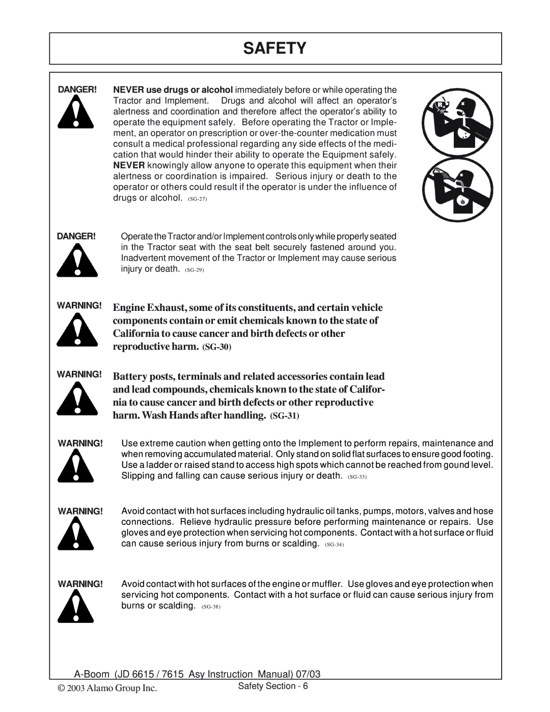 Alamo DSEB-D16/SAS instruction manual Components contain or emit chemicals known to the state 