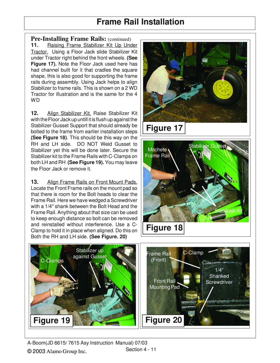 Alamo DSEB-D16/SAS instruction manual Frame Rail Installation 