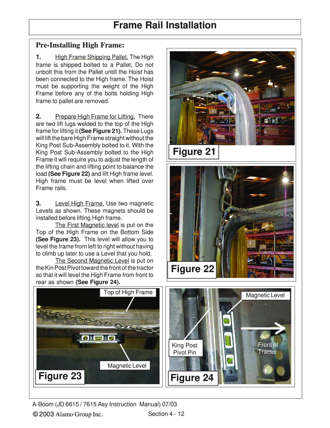 Alamo DSEB-D16/SAS instruction manual Pre-Installing High Frame 