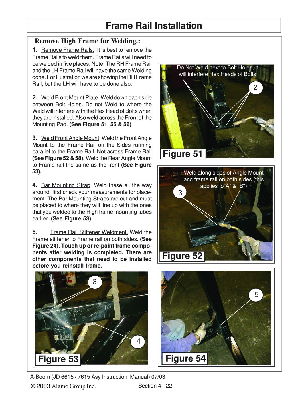 Alamo DSEB-D16/SAS instruction manual Remove High Frame for Welding 