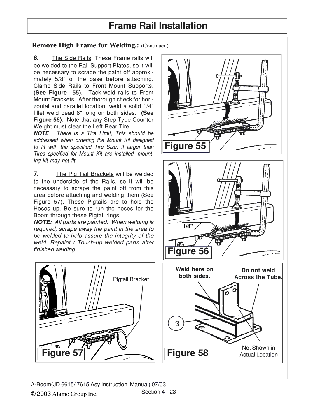 Alamo DSEB-D16/SAS instruction manual Frame Rail Installation 