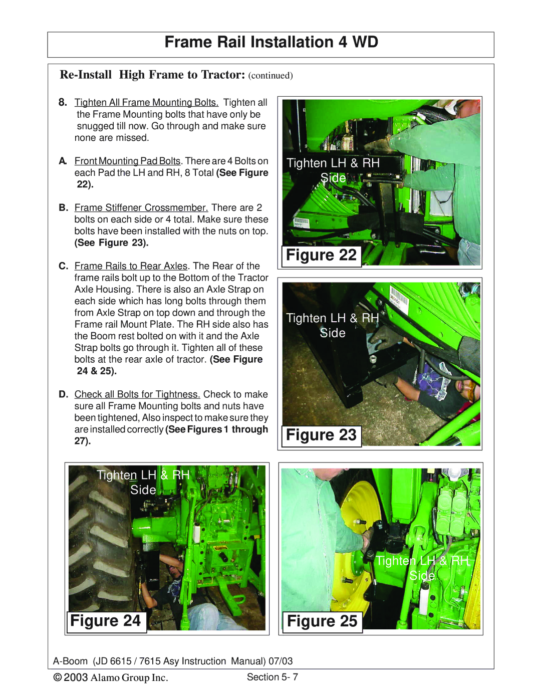 Alamo DSEB-D16/SAS instruction manual Tighten LH & RH Side 