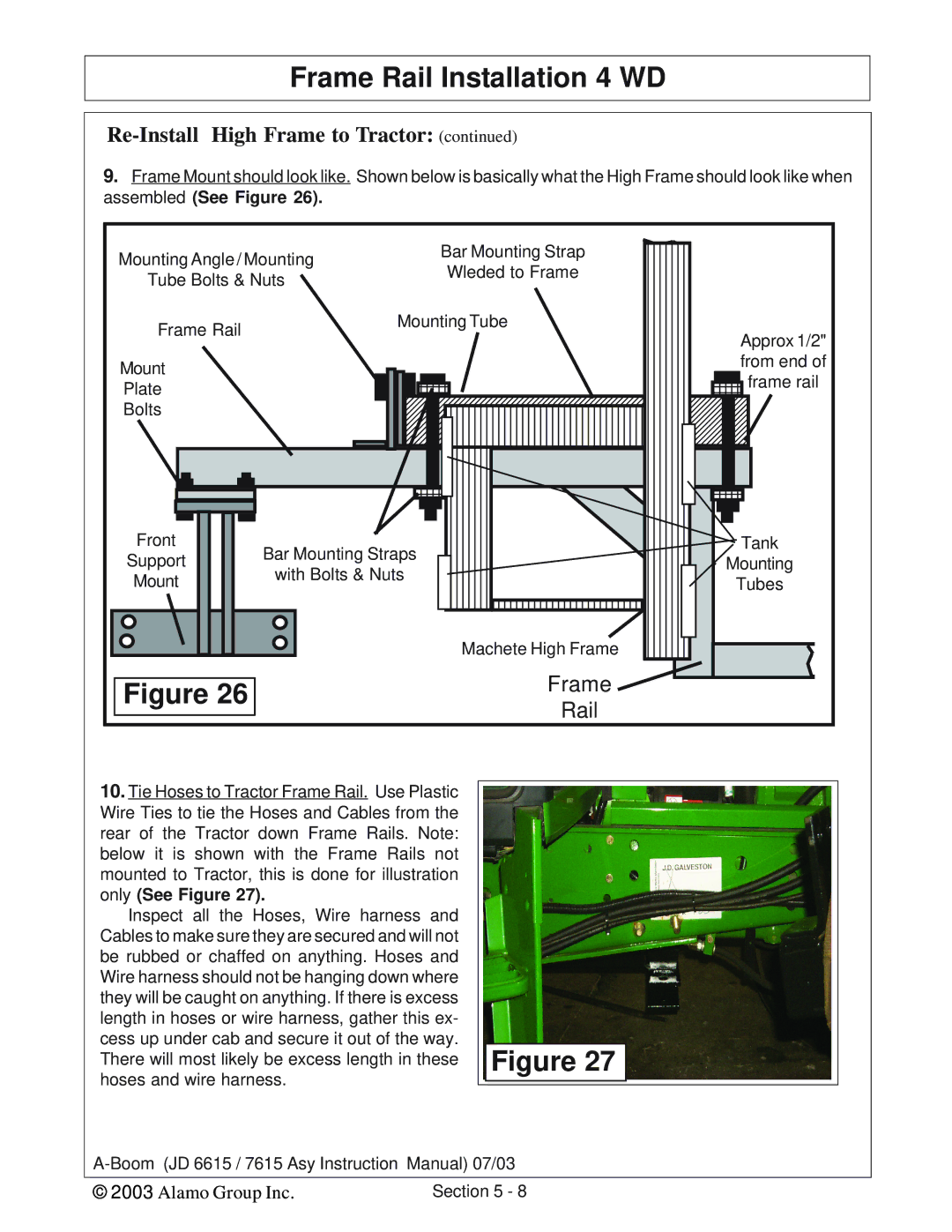 Alamo DSEB-D16/SAS instruction manual Frame Rail 