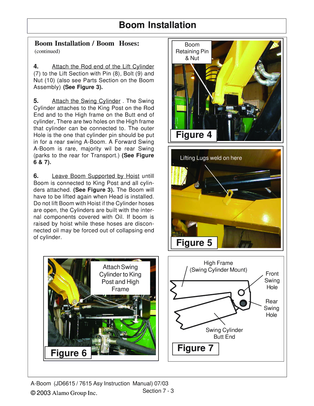 Alamo DSEB-D16/SAS instruction manual Attach Swing 