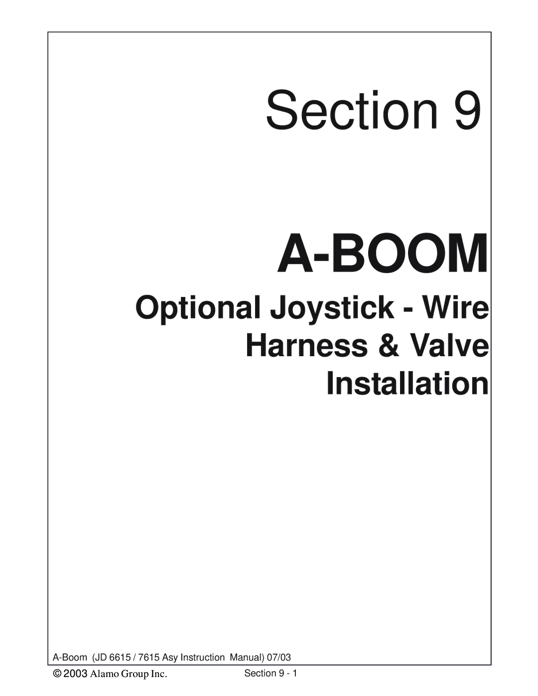 Alamo DSEB-D16/SAS instruction manual Optional Joystick Wire Harness & Valve Installation 