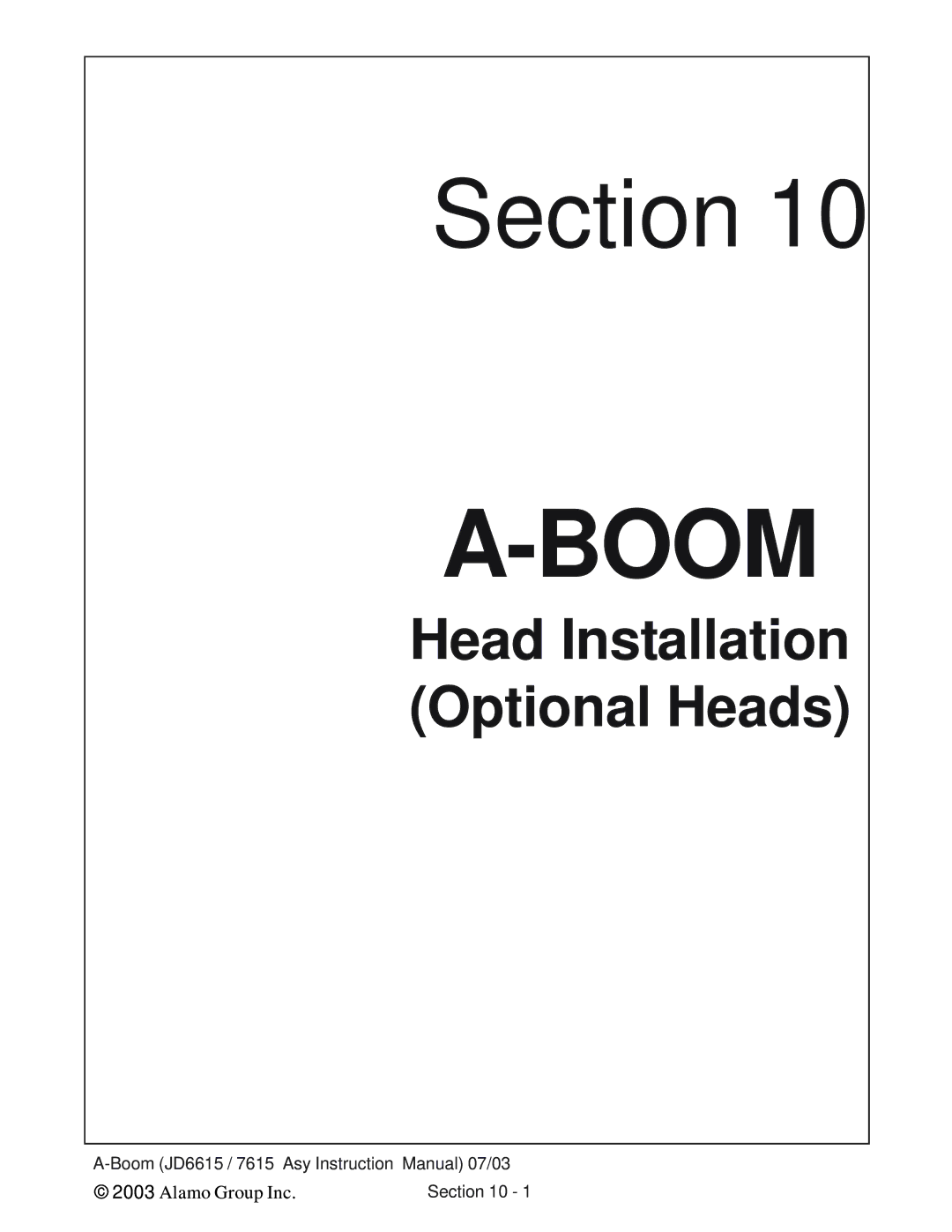 Alamo DSEB-D16/SAS instruction manual Head Installation Optional Heads 