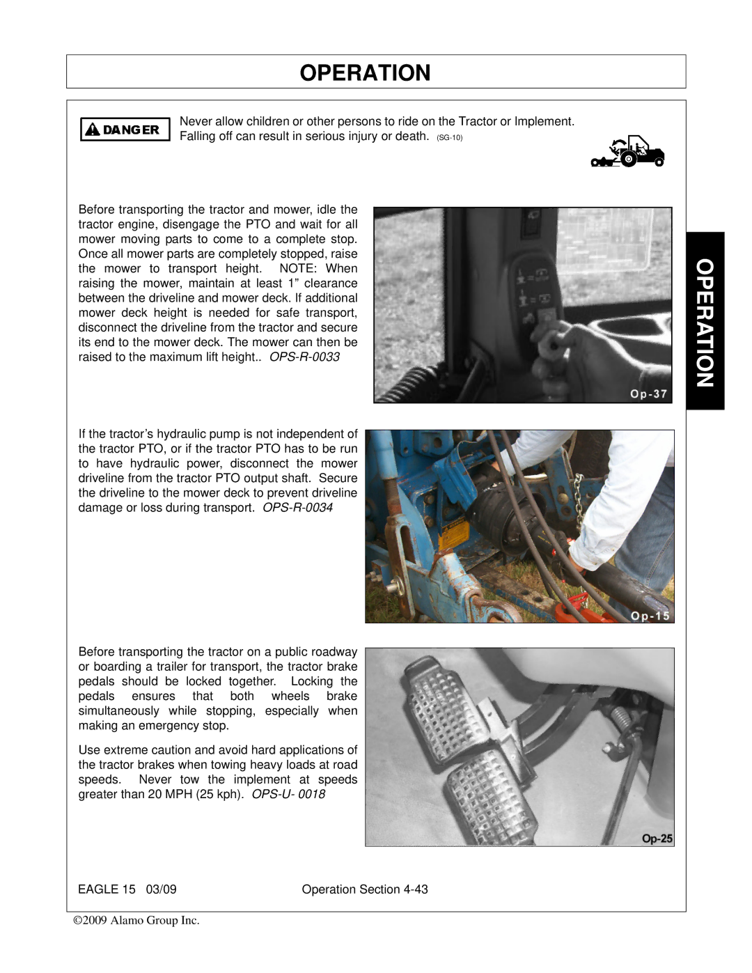 Alamo EAGLE 10/15 manual Operation 