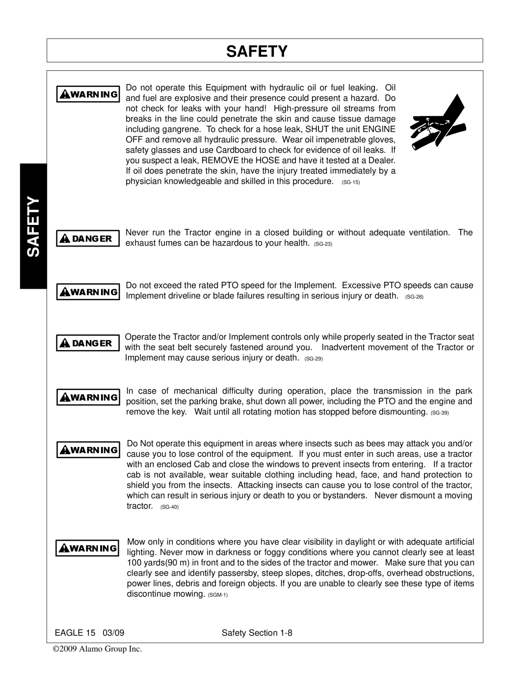 Alamo EAGLE 10/15 manual Safety 