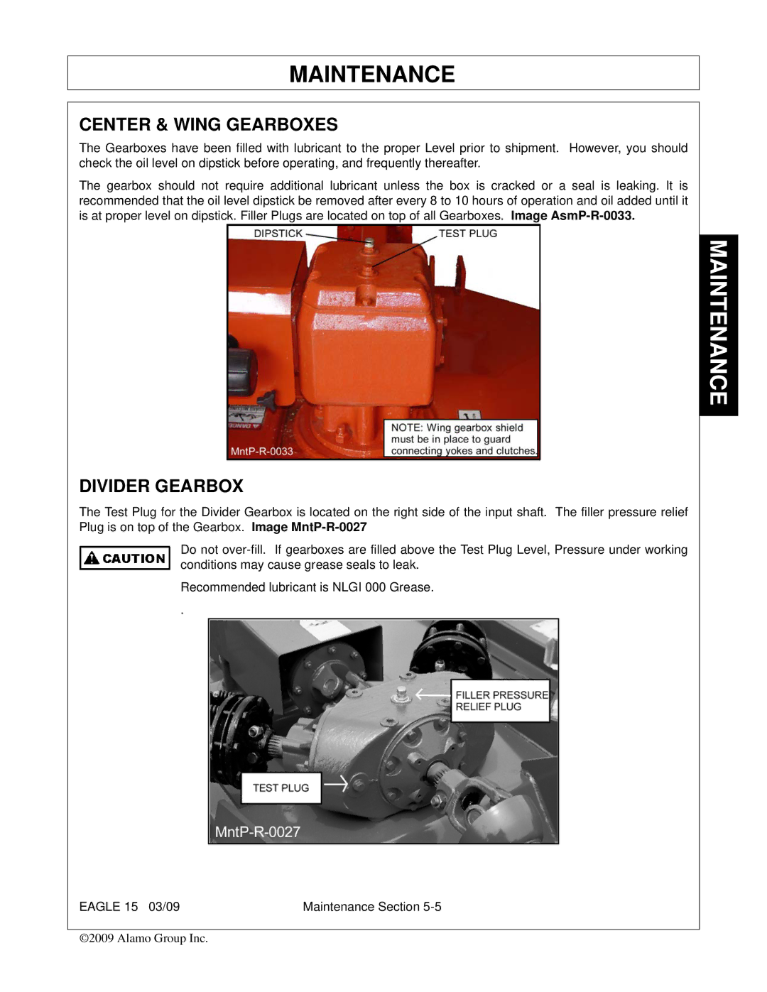 Alamo EAGLE 10/15 manual Center & Wing Gearboxes, Divider Gearbox 