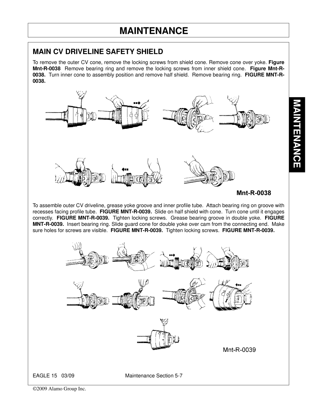 Alamo EAGLE 10/15 manual Main CV Driveline Safety Shield 