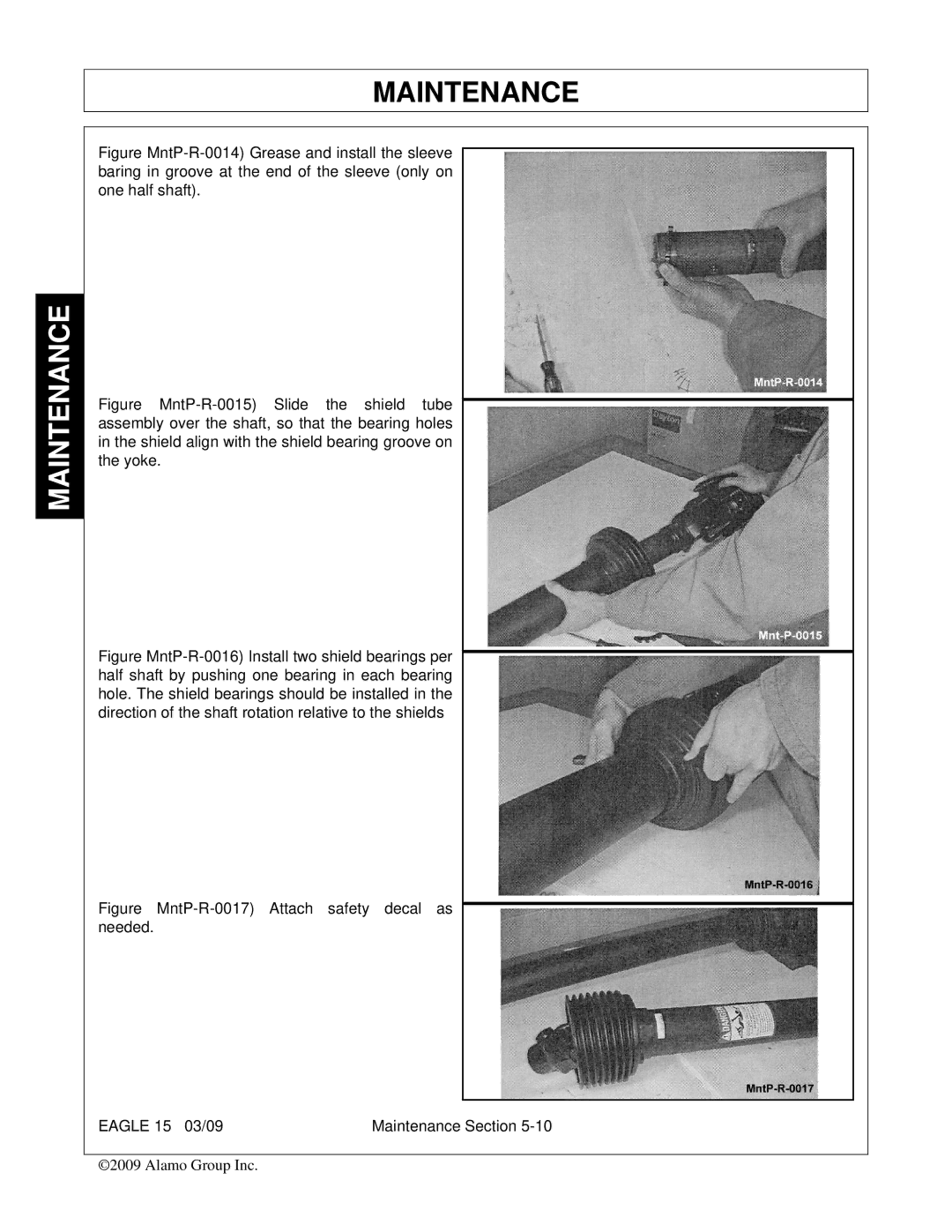 Alamo EAGLE 10/15 manual Maintenance 