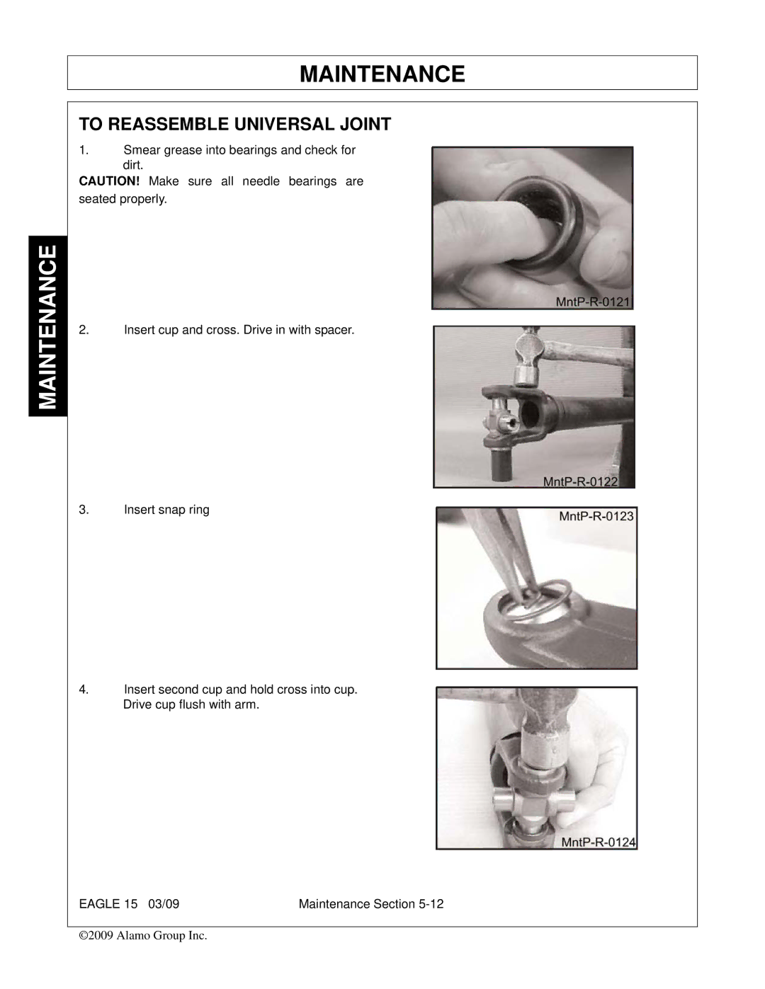 Alamo EAGLE 10/15 manual To Reassemble Universal Joint 