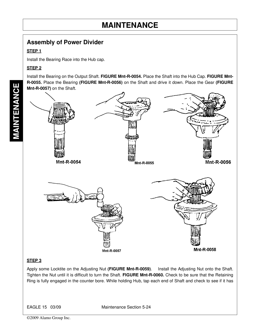 Alamo EAGLE 10/15 manual Assembly of Power Divider 