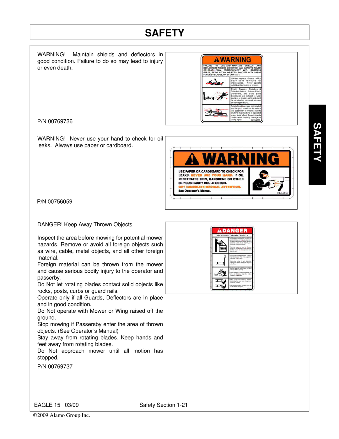 Alamo EAGLE 10/15 manual Safety 