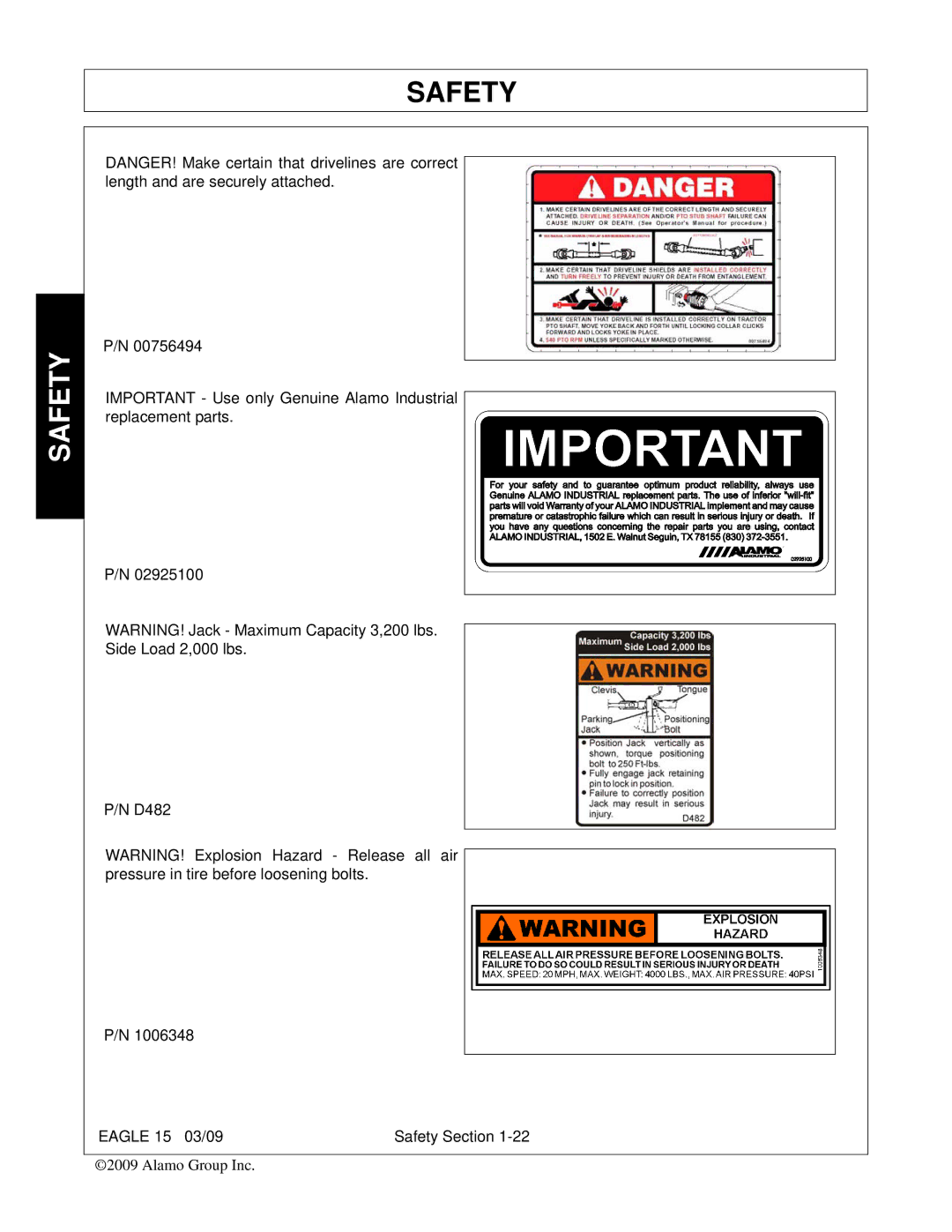 Alamo EAGLE 10/15 manual Safety 