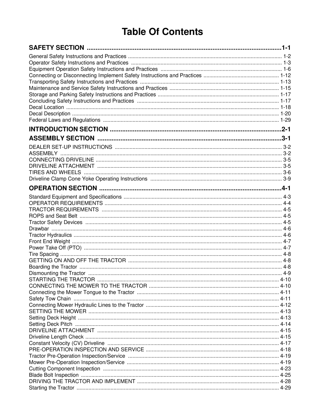 Alamo EAGLE 10/15 manual Table Of Contents 