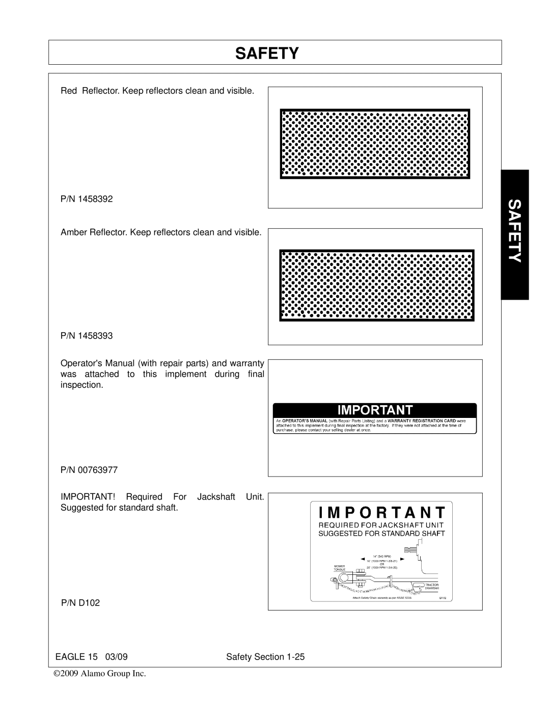 Alamo EAGLE 10/15 manual Safety 