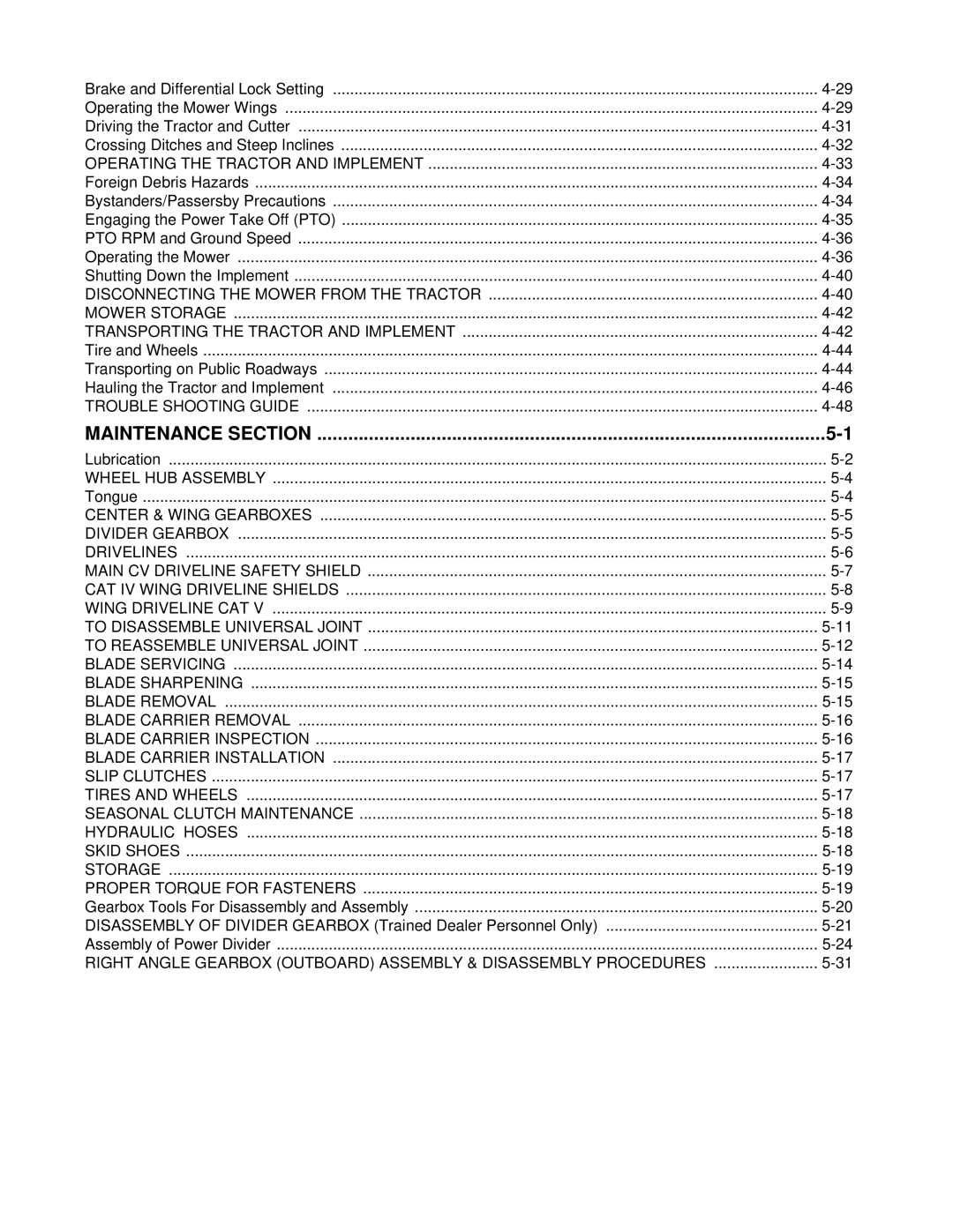 Alamo EAGLE 10/15 manual Maintenance Section 