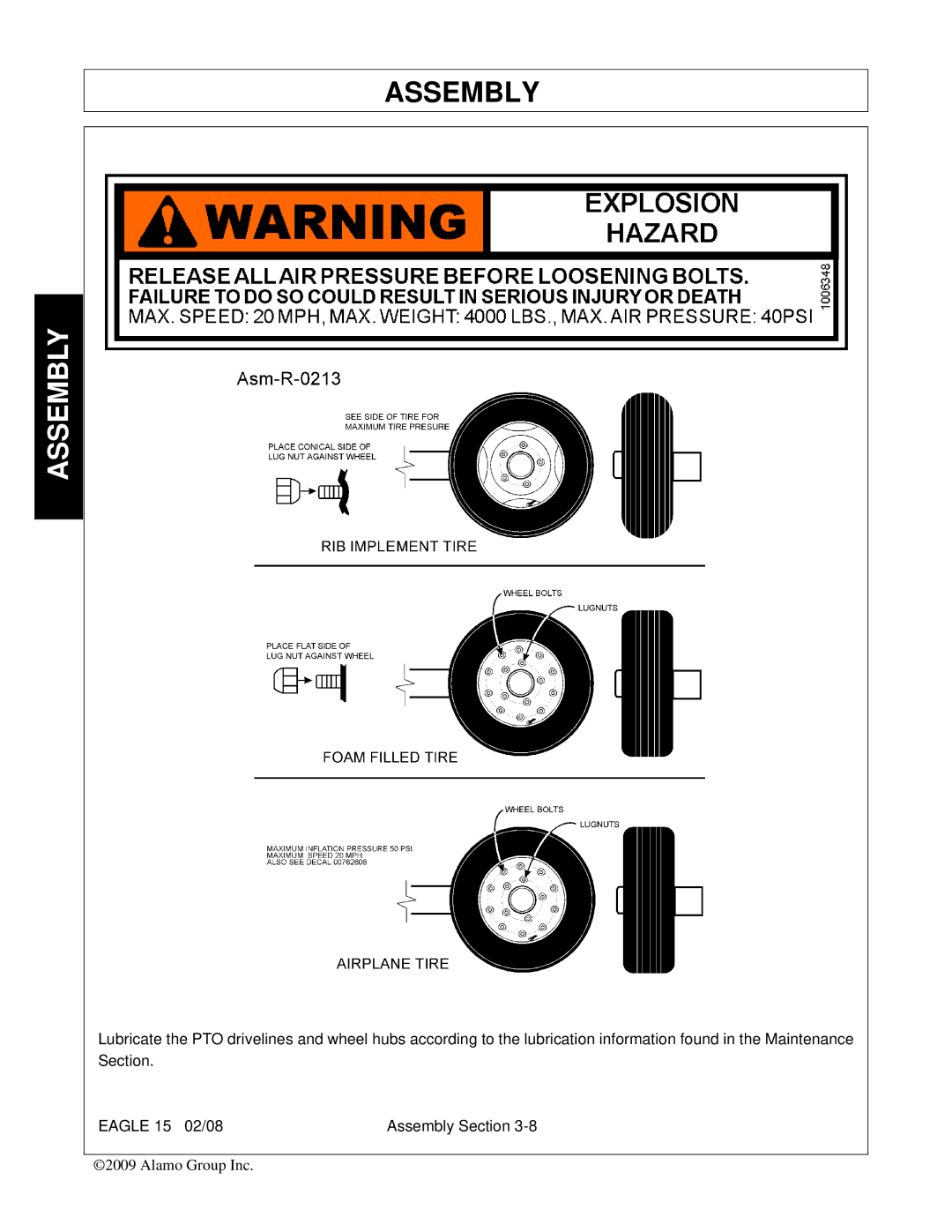 Alamo EAGLE 10/15 manual Assembly 