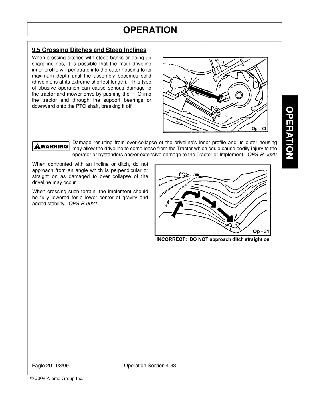 Alamo Eagle 14, Eagle 20 manual Crossing Ditches and Steep Inclines 