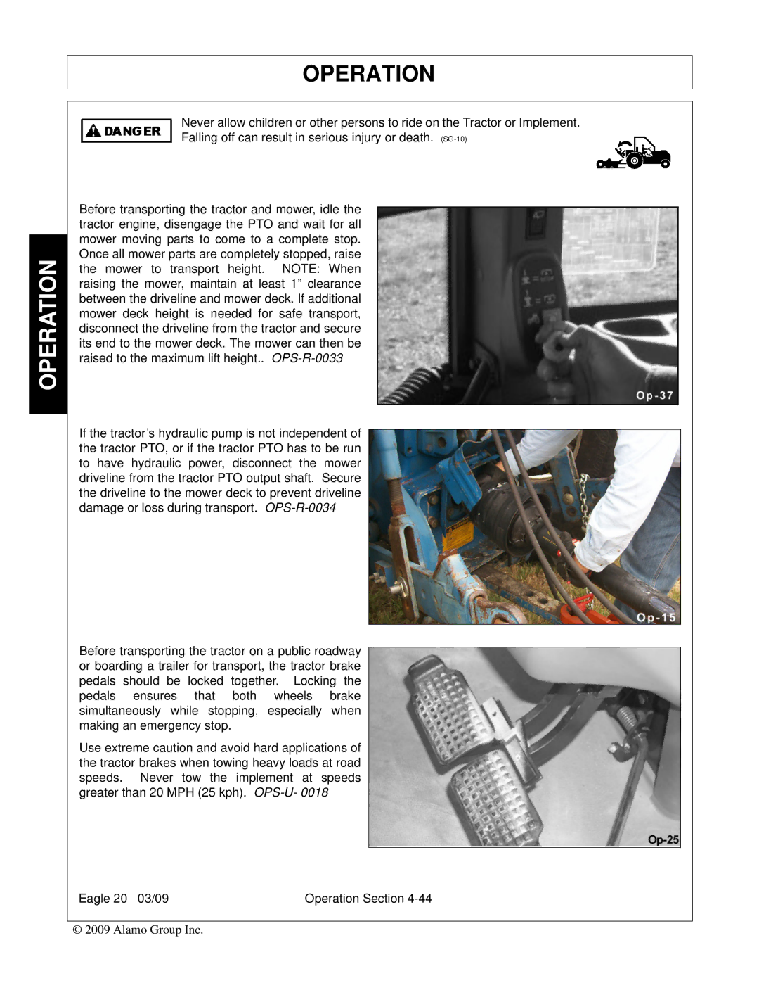 Alamo Eagle 20, Eagle 14 manual Operation 