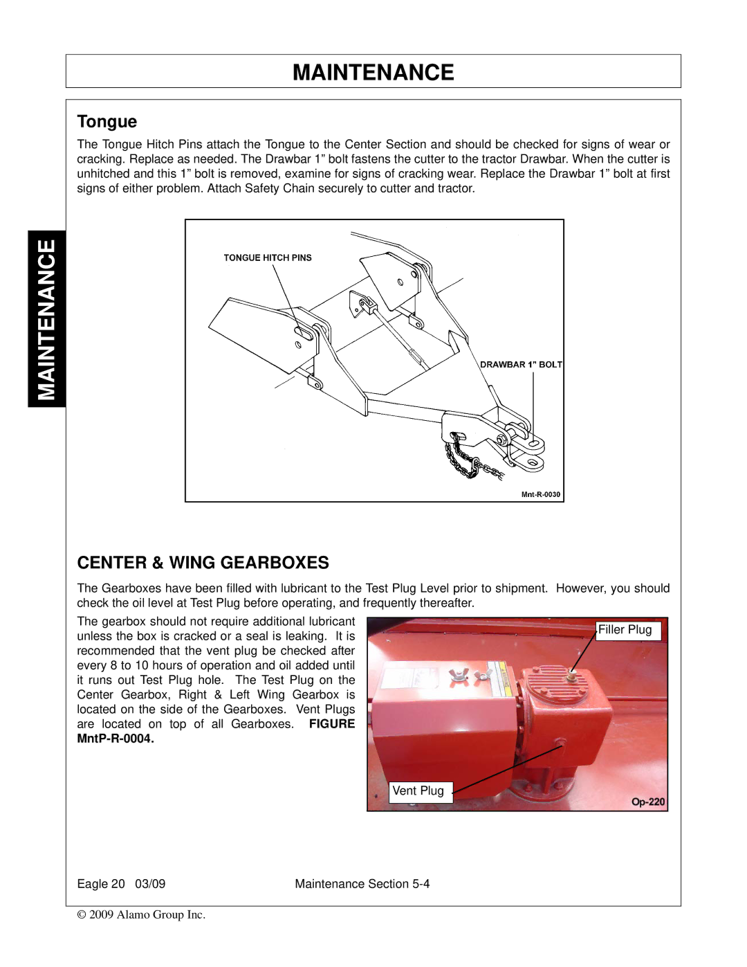 Alamo Eagle 20, Eagle 14 manual Tongue, Center & Wing Gearboxes 