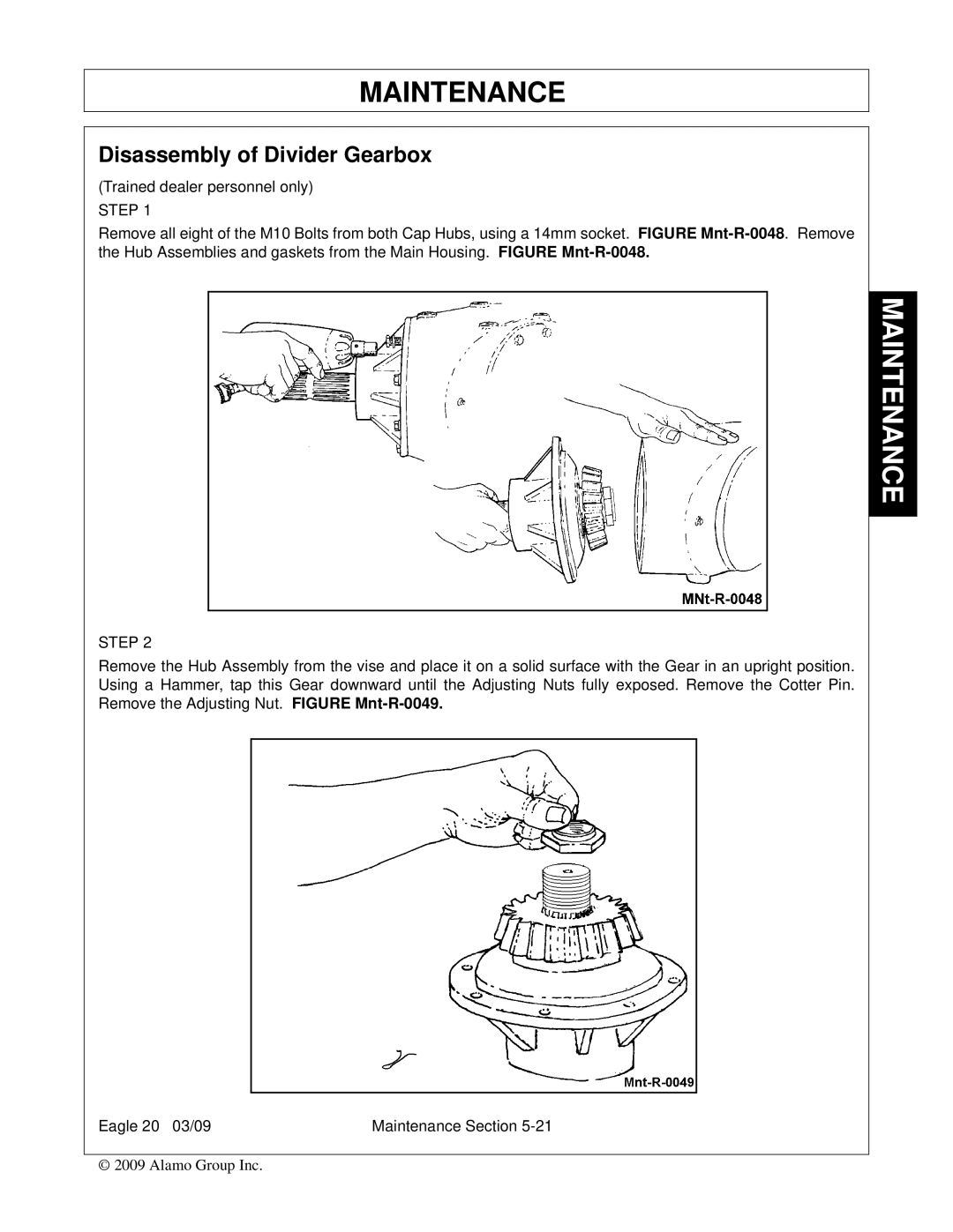 Alamo Eagle 14, Eagle 20 manual Disassembly of Divider Gearbox, Step 