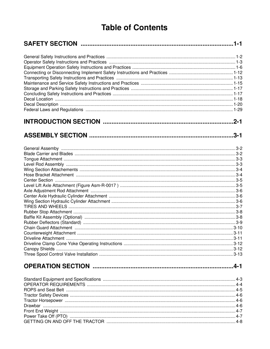 Alamo Eagle 14, Eagle 20 manual Table of Contents 