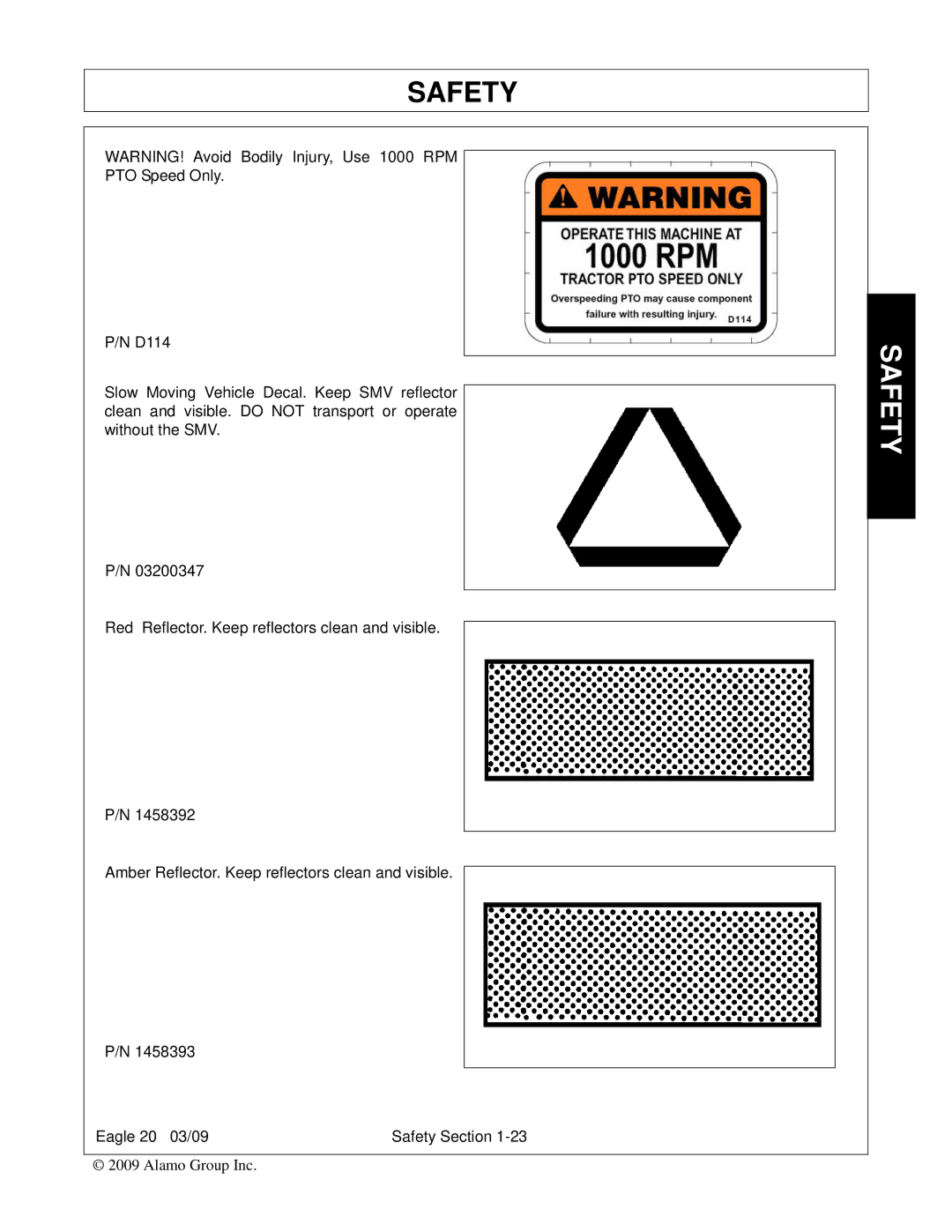 Alamo Eagle 14, Eagle 20 manual Safety 