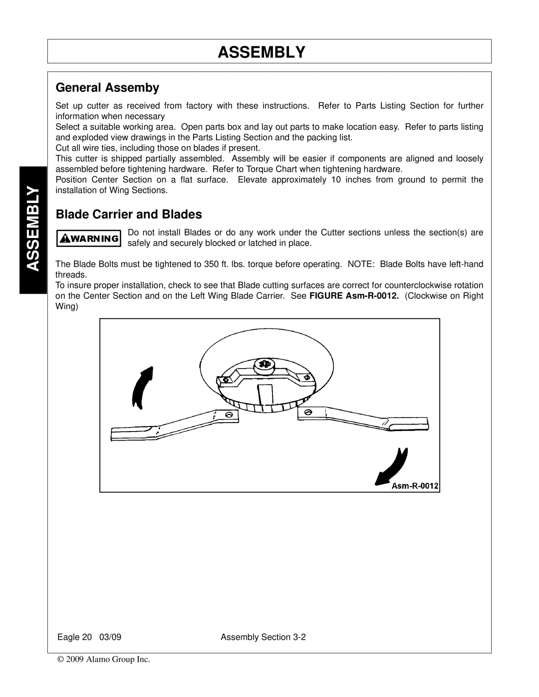 Alamo Eagle 20, Eagle 14 manual General Assemby, Blade Carrier and Blades 