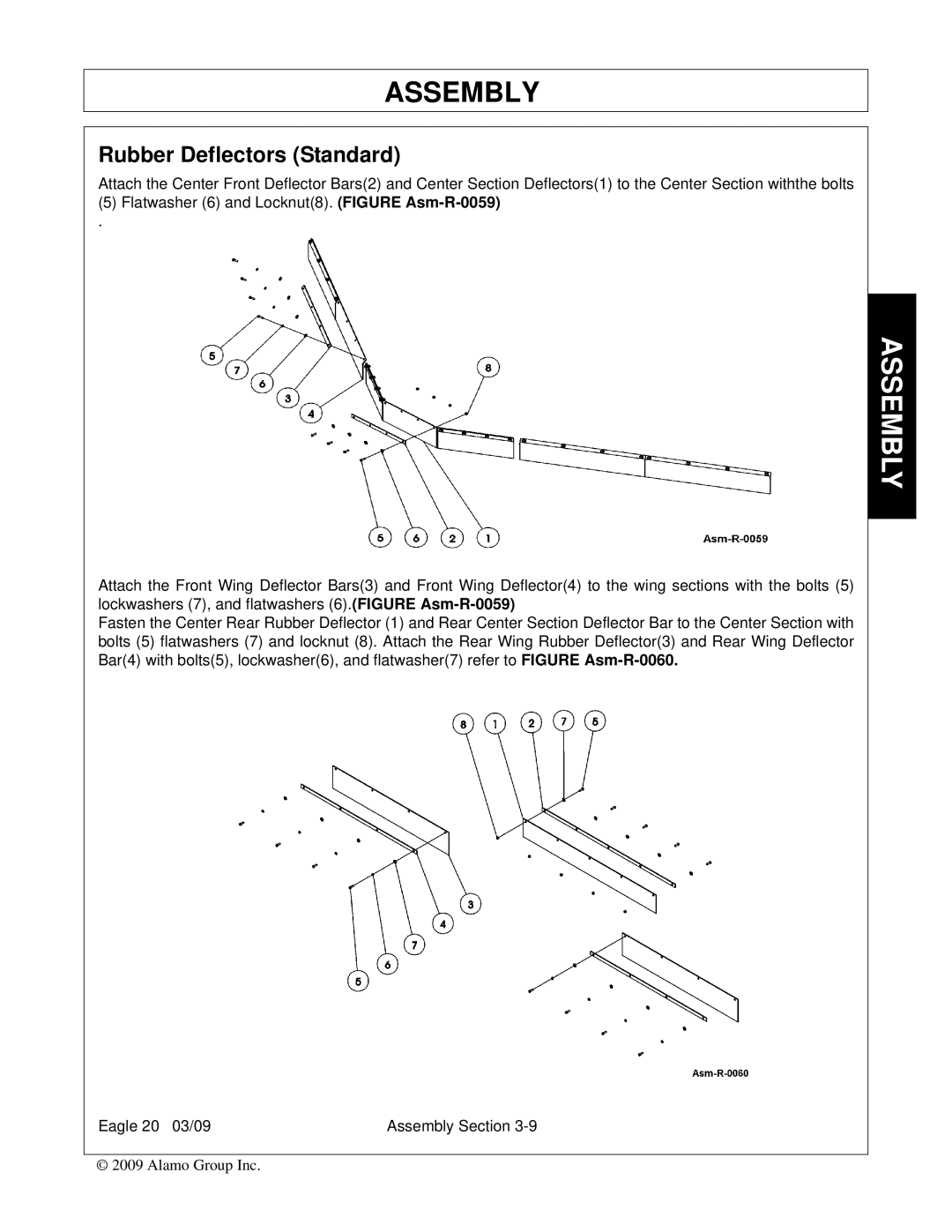 Alamo Eagle 14, Eagle 20 manual Rubber Deflectors Standard 