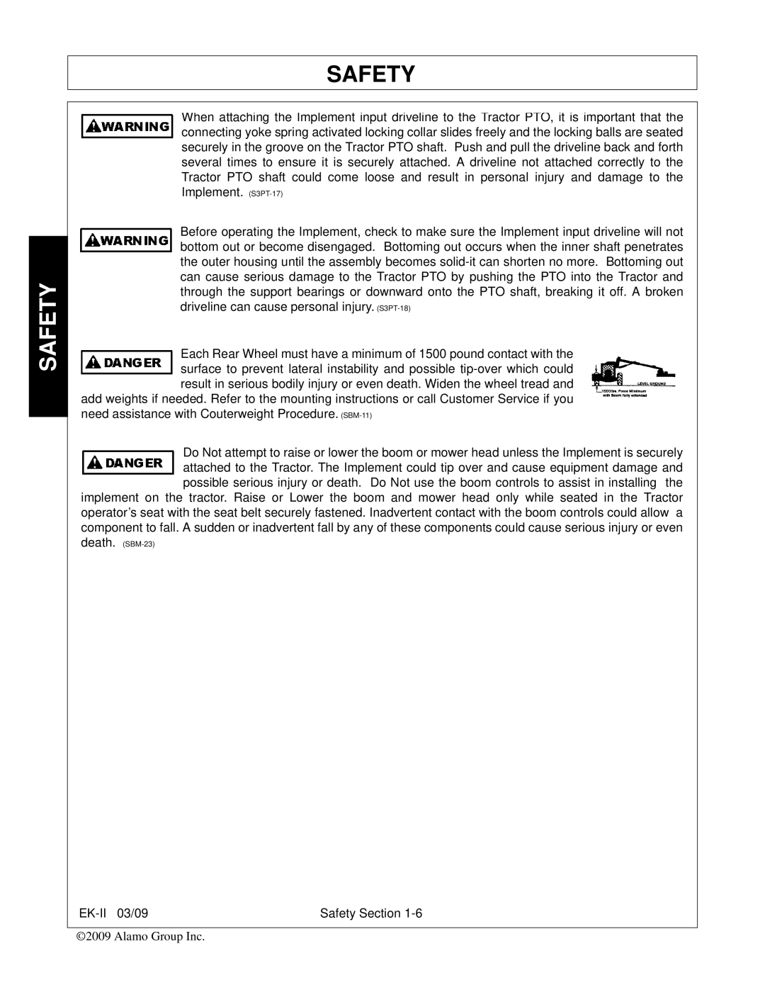 Alamo Exten-A-Kut II manual Safety 