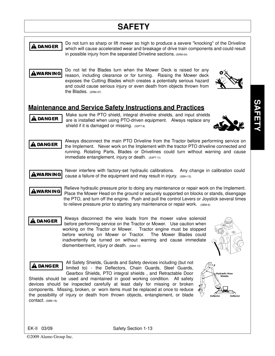 Alamo Exten-A-Kut II manual Maintenance and Service Safety Instructions and Practices 