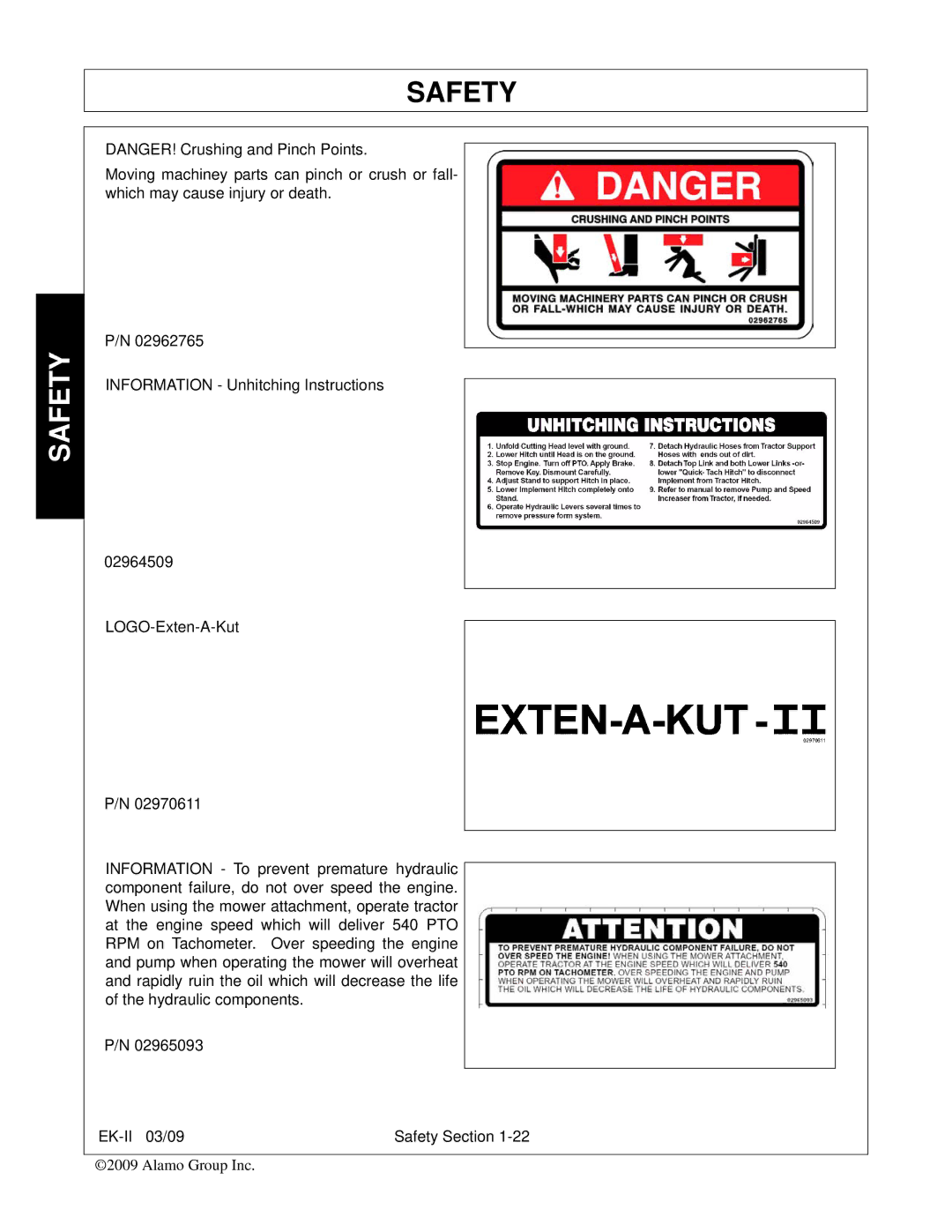 Alamo Exten-A-Kut II manual Safety 