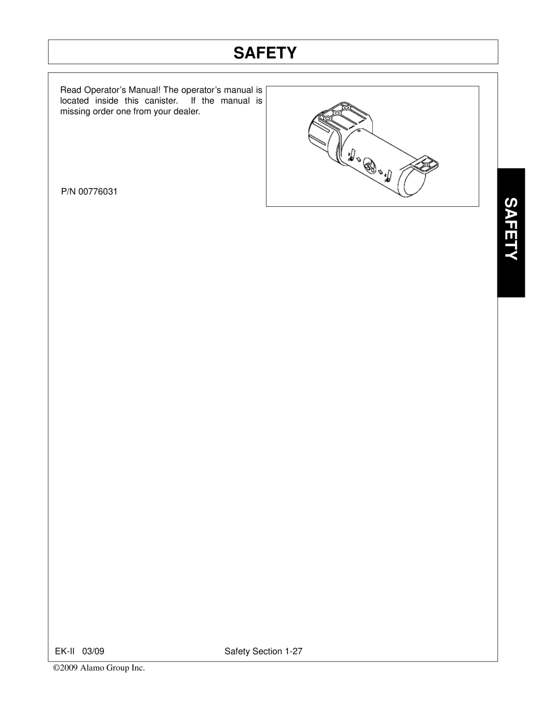 Alamo Exten-A-Kut II manual Safety 