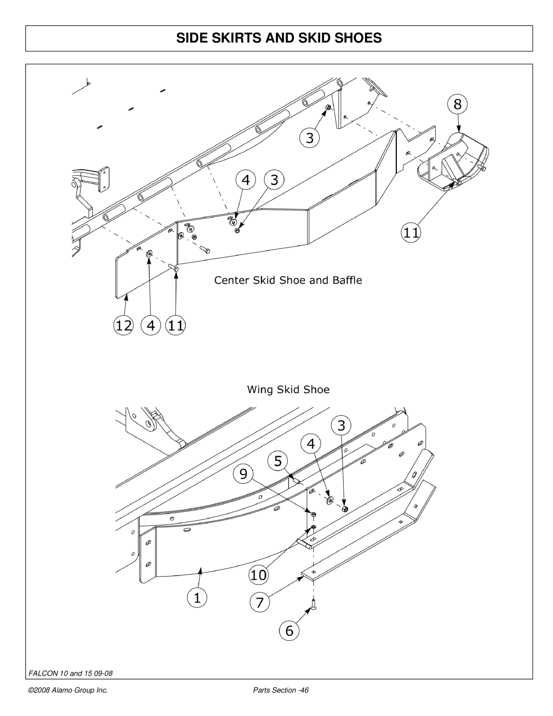 Alamo Falcon 10 - 15 manual Side Skirts and Skid Shoes 