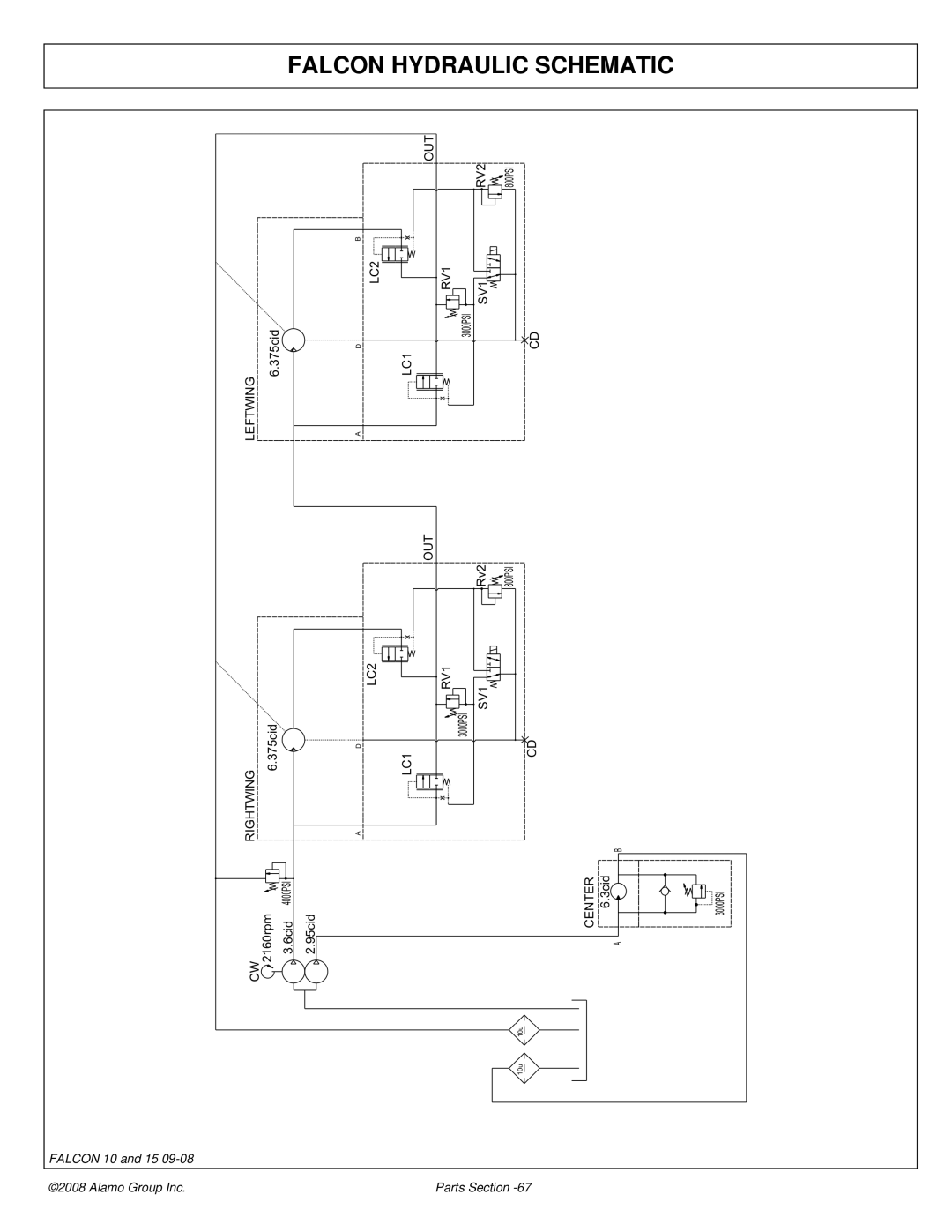 Alamo Falcon 10 - 15 manual Falcon Hydraulic Schematic 