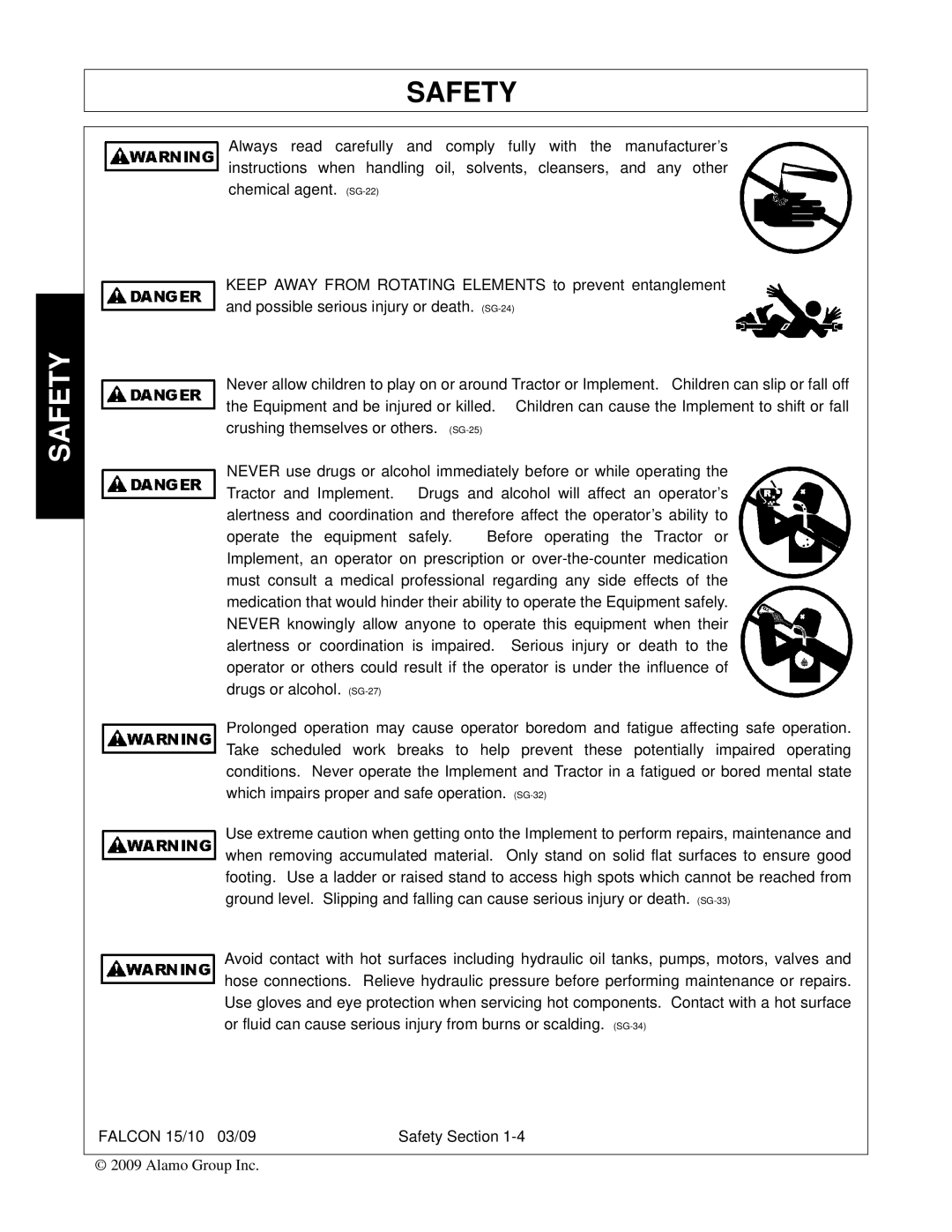 Alamo FALCON 15/10 manual Safety 