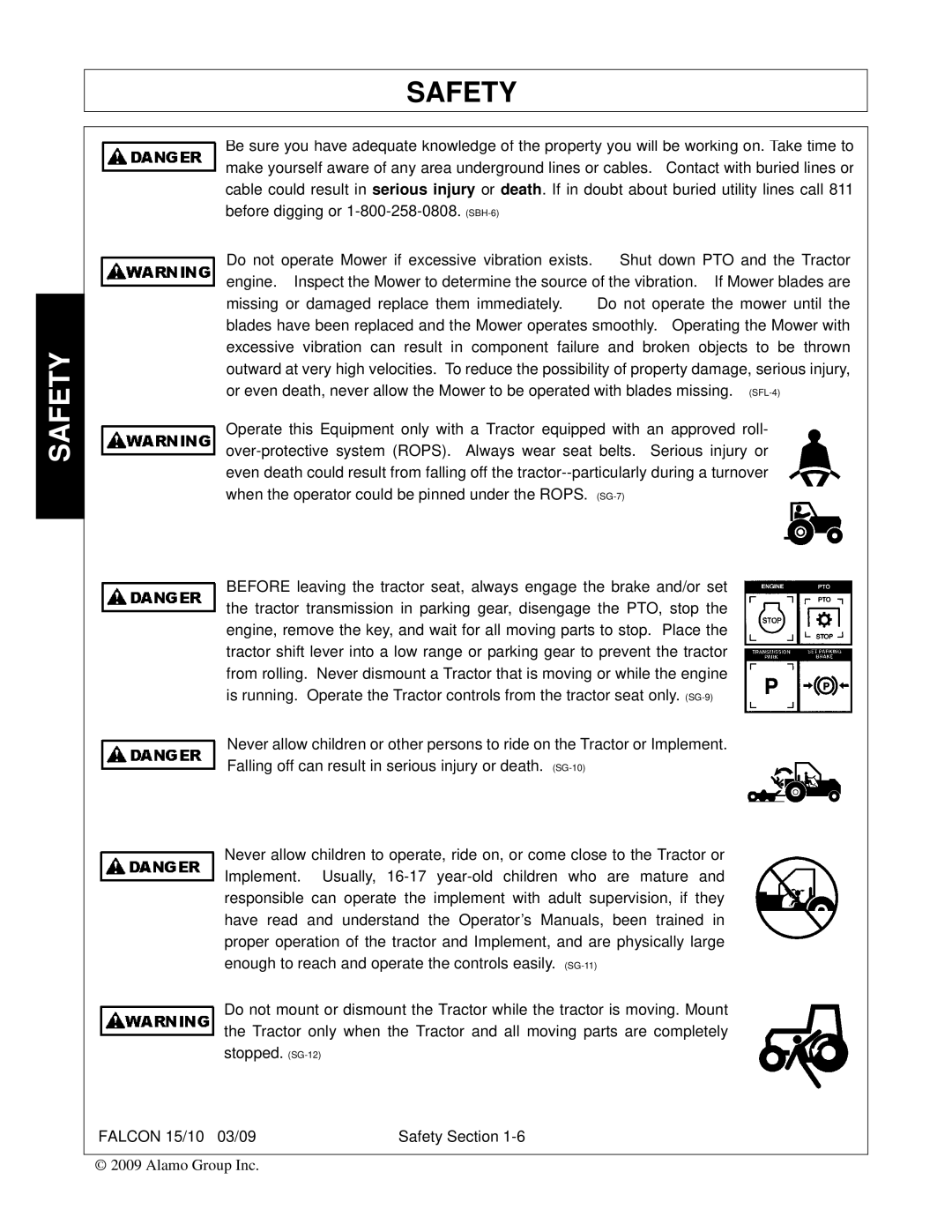 Alamo FALCON 15/10 manual Safety 