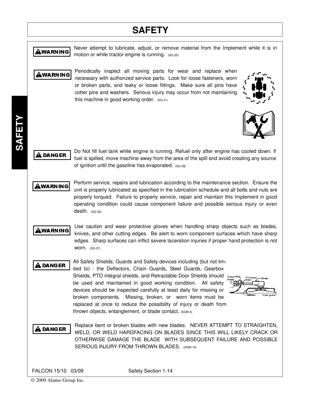 Alamo FALCON 15/10 manual Safety 