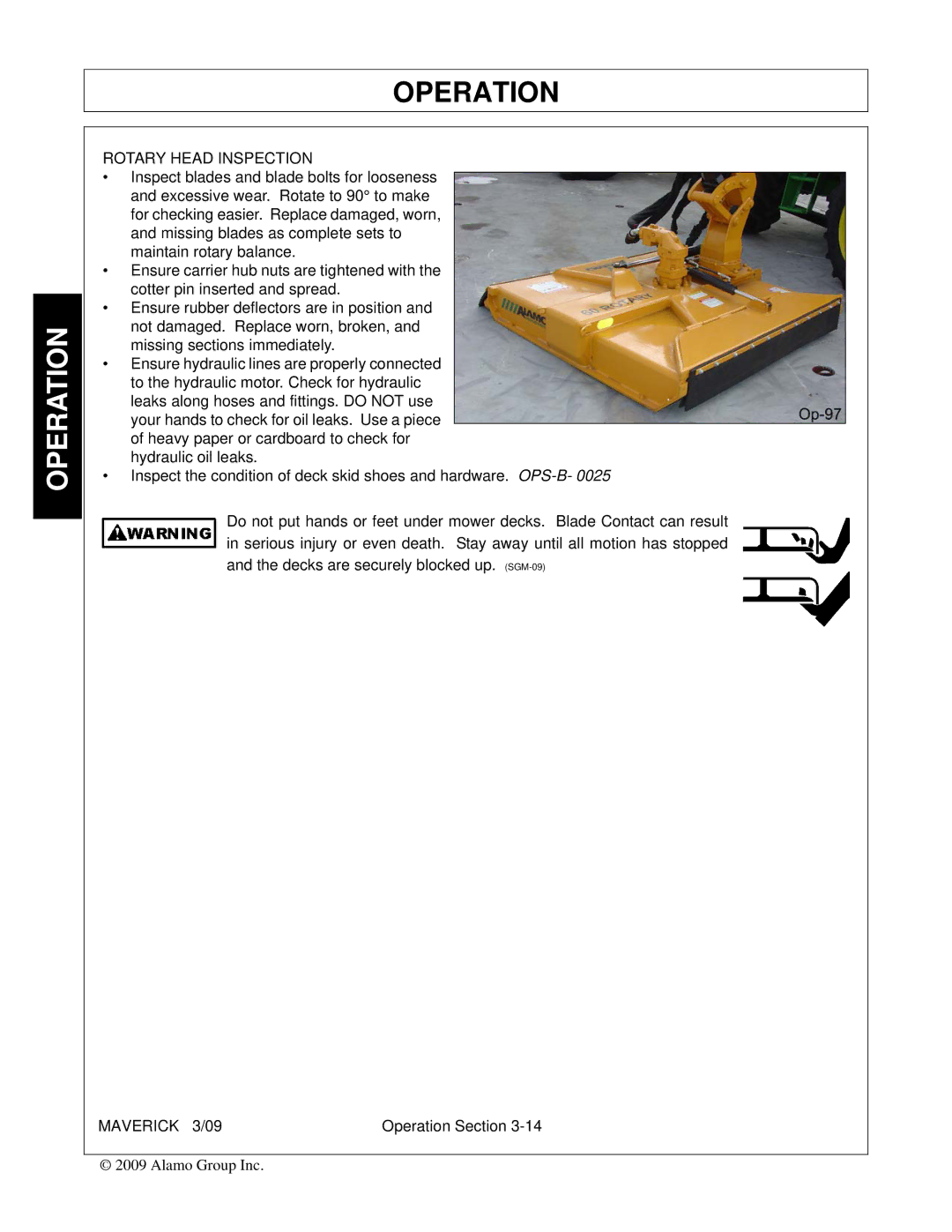 Alamo FC-0001 manual Rotary Head Inspection 