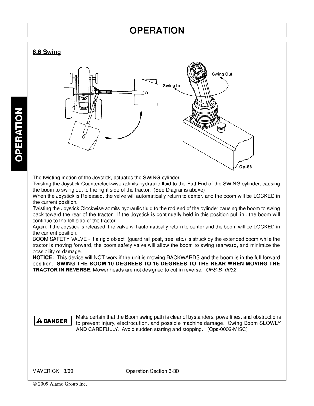 Alamo FC-0001 manual Swing 