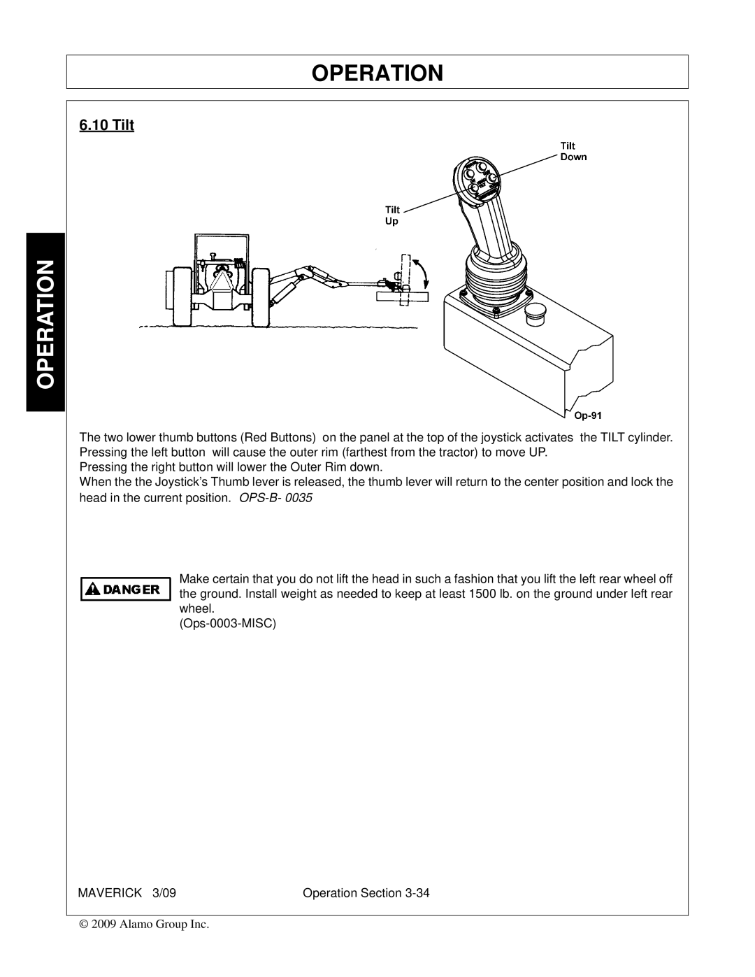 Alamo FC-0001 manual Tilt 