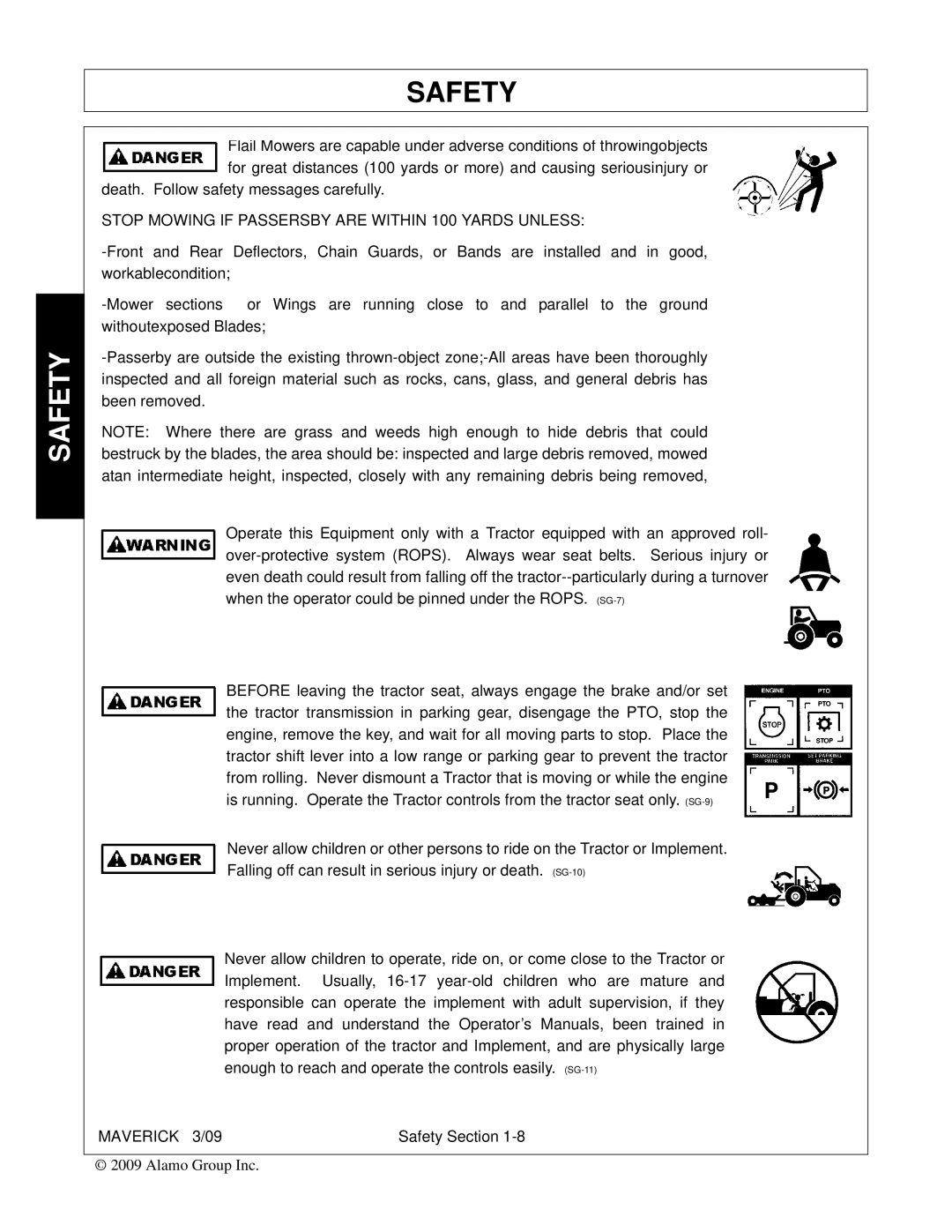 Alamo FC-0001 manual Stop Mowing if Passersby are Within 100 Yards Unless 