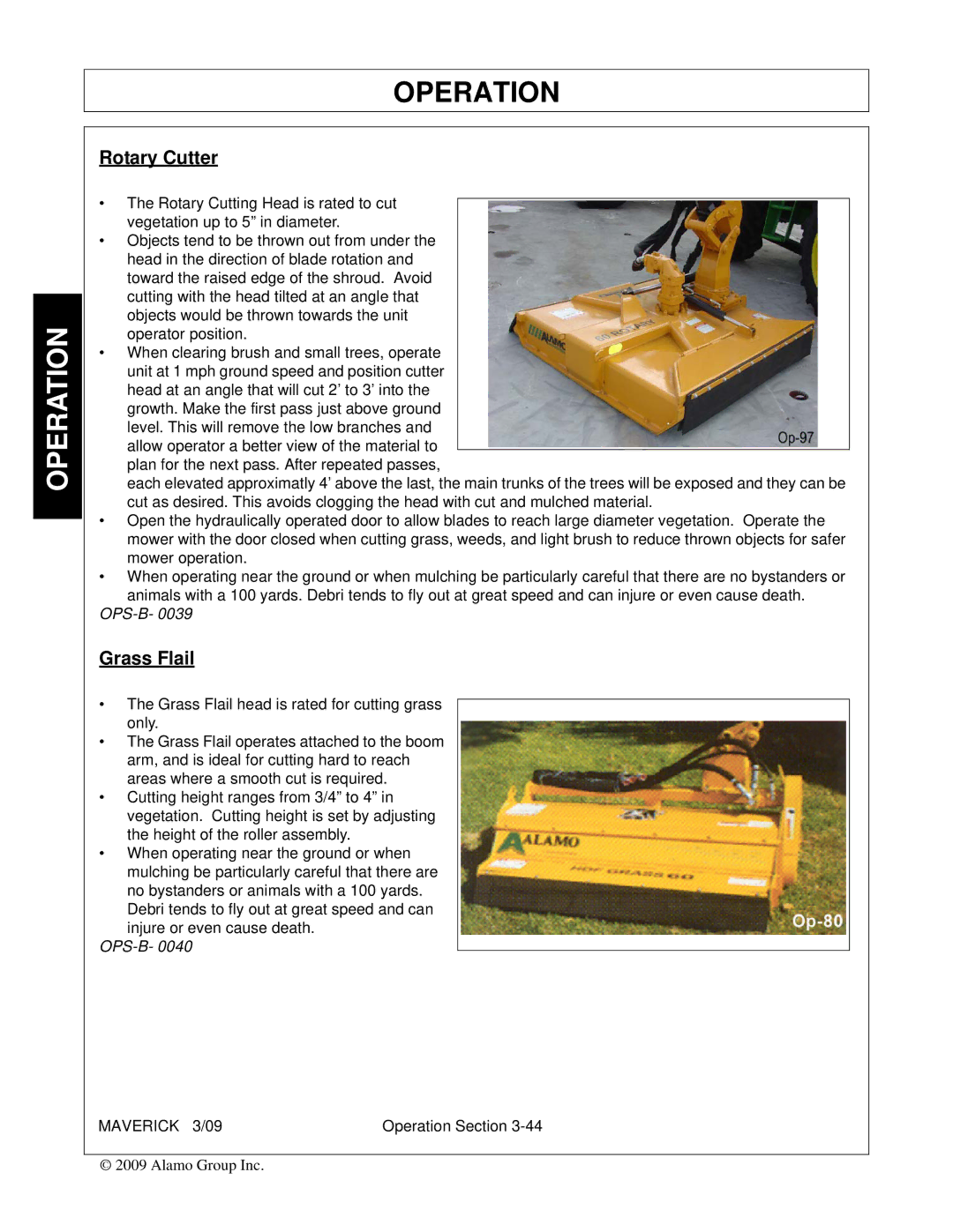 Alamo FC-0001 manual Rotary Cutter, Grass Flail 