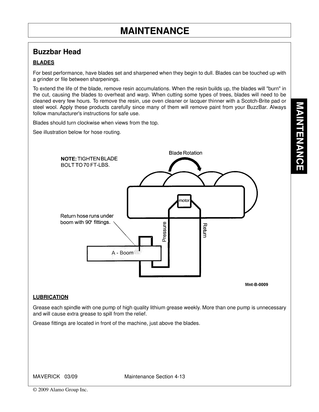 Alamo FC-0001 manual Buzzbar Head, Blades 