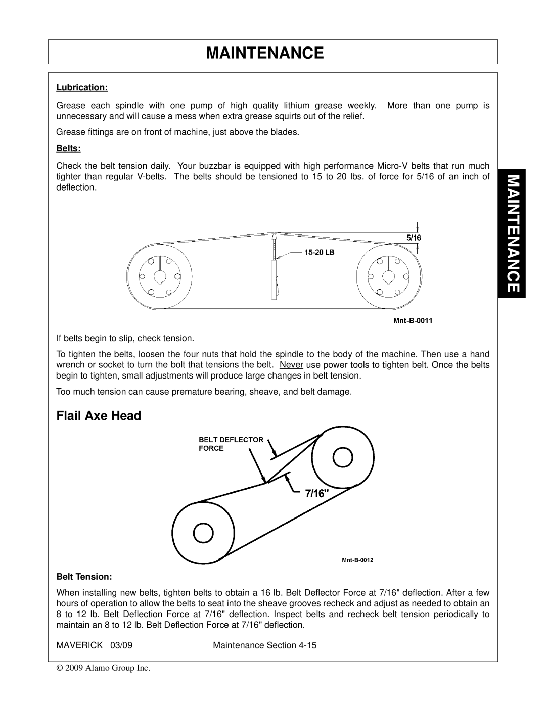 Alamo FC-0001 manual Flail Axe Head, Lubrication 